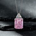 wholesale 925 Silver Pendant with 13*16 Rectangular Ice-Cut 15-Carat Pink/Yellow Gemstone Necklace 40+5cm-0-5