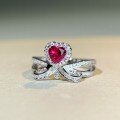 wholesale 925 Sterling Silver Heart Ring with Ruby and D Color Moissanite Classic Ring Factory Direct Wholesale-0-3