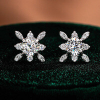 S925 Silver Moissanite Stud Earrings, Star Queen Source Factory Wholesale-50 points (empty)  925 silver