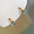 wholesale S925 Sterling Silver Classic Blue Zircon Eiffel Earrings, Unique and Minimalist Design, Perfect for Commuting and Versatile Styling-0-0