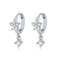 wholesale S925 Sterling Silver Floral Pendant Ear Hoops with Plum Blossom and Zirconia, Fashionably Romantic and Sweet French-style Earrings-0-10