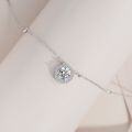 wholesale S925 Sterling Silver Moissanite Necklace for Women, Round Bezel Micro-Set Fashion Pendant, High-End Sense of Luxury and Versatility-0-2