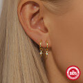 wholesale S925 Sterling Silver Diamond-Inlaid Geometric Bee Ear Cuff, Cross-Border Hot Seller, INS Creative Earrings-0-2