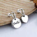 wholesale S925 Sterling Silver Korean-style Minimalist English Round Plate Asymmetric Heart Small Earrings for Women Versatile Stud Earrings-0-0