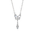 wholesale S925 Sterling Silver Petite and Unique Design Fresh and Sweet Fringe Butterfly Necklace for Women with White Shell Pendant, Same Style as on Poizon-0-4