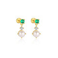 wholesale S925 Sterling Silver Wholesale Women's Earrings With Green Zircon, Irregular Design For Luxurious Style-0-20