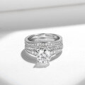 wholesale Sterling Silver New 75mm Round 15ct Moissanite Vintage Dewdrop Edge Ring Set Women's Engagement Ring-0-1
