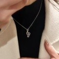 wholesale 925 Sterling Silver Music Note T Square Diamond Full Diamond Pendant Necklace Sweet and Elegant Temperament Niche Design Collarbone Chain-0-2