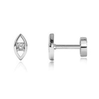 wholesale 925 Sterling Silver Single  Eye Ear Stud Earrings with Flat Back for women-Platinum (single)  Bar length 6mm