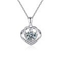 S925 Sterling Silver Cross-Border Moissanite Pendant Necklace, 1ct Heart Shape Wholesale-0-3