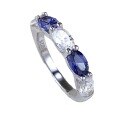 wholesale S925 Silver New Oval 4*6 White Diamond with Tanzanite Channel Set Ring for Women-0-4