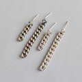 wholesale S925 Sterling Silver HED342 Korean Style Tassel Earrings Vintage Retro Asymmetric Chain Drop Earrings-0-0