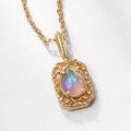 wholesale S925 Sterling Silver Exquisite Vintage Opal Pendant Necklace, Korean and Japanese New Styles, Unique Openwork Pattern Design, Wholesale from Manufacturer-0-2