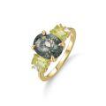 wholesale S925 Metal Designer-style Fresh and Elegant Natural Moss Agate Ring, Wholesale of Niche High-end Gemstone Rings-0-4