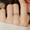 wholesale S925 Sterling Silver Light Luxury High-End Fashion Stackable Star and Moon Double Ring for Women, Delicate and Versatile-0-0