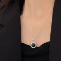 wholesale S925 Sterling Silver Round Black Agate Gold Long Necklace for Women, Korean High-End Spring and Summer New Edition Sweater Chain-0-0