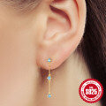 wholesale S925 Sterling Silver Diamond-Studded Long Fringe Earrings, European Minimalist Style-0-2
