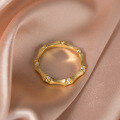 wholesale 925 Sterling Silver Vintage Brushed Texture Luxury High-end Diamond-encrusted Brushed Bamboo Ring R02333-0-2