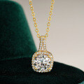 14K Gold Plated 925 Sterling Silver Square Moissanite Pendant Necklace for Women-0-4