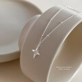 wholesale S925 Sterling Silver White Agate Four-pointed Star Necklace For Women-0-4
