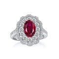 wholesale 925 Silver Mu Jing Jewelry New 6*9 Simulated Pigeon Blood Red Heavy Duty Gemstone Ring for Women-0-5