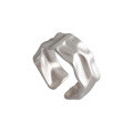 wholesale S925 Sterling Silver 141 Korean Version Irregular Concave-Convex Surface Matte Finish Open-End Minimalist Silver Ring for Women-0-4