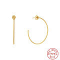 wholesale S925 Sterling Silver C-Shaped Large Arc Hoop Earrings, an INS minimalist, niche, and trendy luxury statement piece-0-7