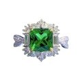 wholesale S925 Silver Square-Cut 7*7 Emerald Luxuriously Bezel-Set European and American Style Ring for Women-0-4