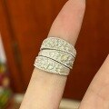 wholesale S925 Sterling Silver Vintage Chinese Floral Pattern Ring for Women, Small and Unique Design with Old-fashioned Plum Blossom Twisted Open Band-0-3