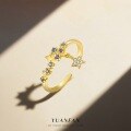 wholesale S925 Sterling Silver Far Fan DazzlingStars Ring Women FashionVersatile-0-0