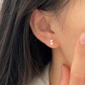 wholesale S925 Sterling Silver Mini Pearl Stud Earrings, Korean Style Simple and Delicate Versatile Stud Earrings, Minimalist Trendy-0-3
