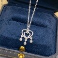 wholesale Silver Hollowed-Out Heart Lock Pendant Necklace, Minimalist and Elegant Valentine's Gift for Girlfriend-0-0