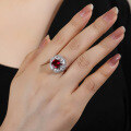 wholesale S925 Silver Ring with Red Ruby, Red Corundum, High Carbon Diamond, and Zircon for Women – A Stylish and Elegant Commuter Piece-0-1