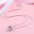 wholesale S925 silver DIY bead accessories Korean and Japanese style versatile full-drill purple zirconia pendant women's necklace cross-border new accessories-0-3