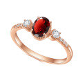 wholesale S925 Sterling Silver with Natural Garnet Inlaid Fashion Light Luxury Gemstone Rose Gold Ring-0-4