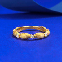 wholesale S925 Gold-Plated Silver Italian Wire Drawing Process Gift Ribbon Stacking Ring, Xiaohongshu Same Style-R1427 Gold Brushed Ring  Size 5