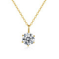 14K Gold Plated 925 Silver 1ct Six-Prong Pendant Moissanite Necklace for Cross-Border Supply-0-3