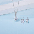 wholesale S925 Sterling Silver Fashion Earrings and Necklace Set with Four-Prong Setting and D Color Moissanite-0-1