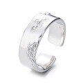 wholesale S925 Sterling Silver Trendy Japanese-Korean Style Cracked Textured Diamond-Inlaid Niche Open Ring-0-4