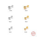 wholesale S925 Sterling Silver Creative Ball Stud Earrings, Korean Style Flat Head Threaded Soft Helix Piercing-0-0