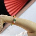 wholesale Metal material first, handmade DIY single-strand 8mm beads bracelet for women with natural Hetian jade, pearl, beeswax, and southern red agate multi-gem bracelet-0-3