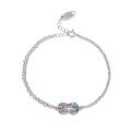 wholesale S925 Sterling Silver Inlaid with Iridescent Rainbow Zircon Bracelet, Ins Korean Style Luxury Design Women's Jewelry-0-4