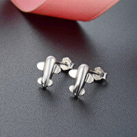 wholesale S925 Sterling Silver Small Airplane Stud Earrings for Women, Korean Style, Fresh and Minimalist, Niche Design, Best Friend Matching, Student Fashion Trend-005040-Platinum>925 Silver