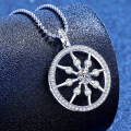 Sterling Silver Moissanite Necklace, Vintage Compass Rudder Pendant-0-0