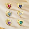 wholesale S925 Sterling Silver With Colorful Zircon Heart Earrings, Dopamine Sweet And Edgy Style, Luxurious And Advanced-0-2