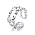 wholesale S925 Sterling Silver Irregular European-style Interlocking Link Chain Open Ring Hip Hop Punk Ring for Women-0-4