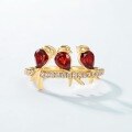 wholesale 925 Sterling Silver with Red Garnet Trendy Creative Three Birds Ring for Wholesale from Manufacturers-0-2