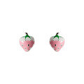 wholesale S925 Sterling Silver Korean Style Minimalist Pink Strawberry Ear Studs, Fresh and Sweet Ear Jewelry G2008-0-4