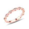wholesale S925 Silver Plated 18k Gold, Cold Style Zircon Ring, Rose Gold and White Gold Stackable Couple's Ring-0-1