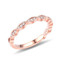 wholesale S925 Silver Plated 18k Gold, Cold Style Zircon Ring, Rose Gold and White Gold Stackable Couple's Ring-Rose Gold Zirconia Ring  US Size 10